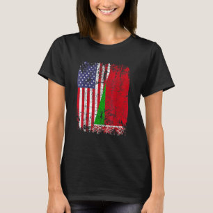 BELARUSIAN ROOTS Halbamerikanische Flagge BELARUS  T-Shirt