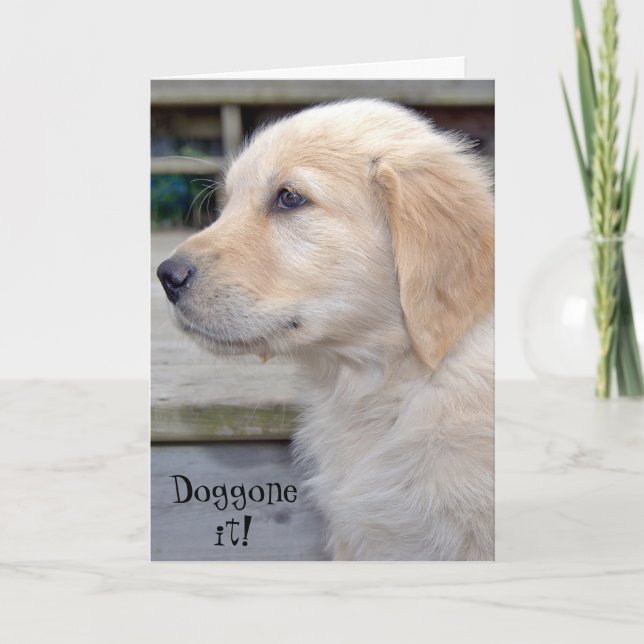 Belated Birthday Golden Retriever Welpe Karte (Vorderseite)
