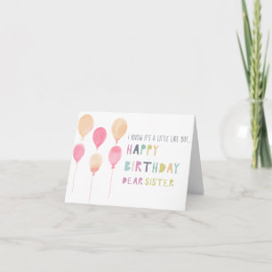 Belated Birthday Watercolor Balloons Schwester Nie Karte