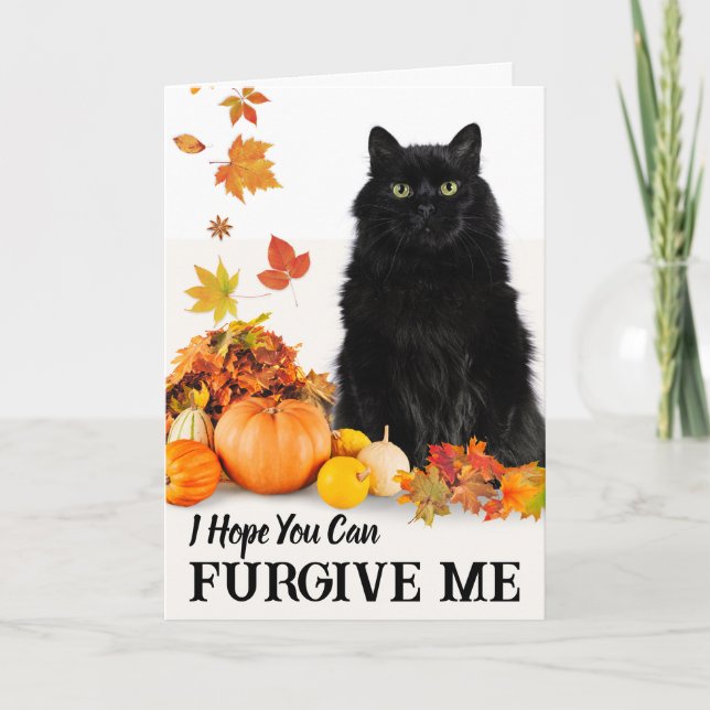 Belated Halloween Furgime Me Black Cat Karte (Vorderseite)