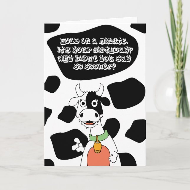 Belated Happy Birthday - Kuh und Kuh Print Karte (Vorderseite)