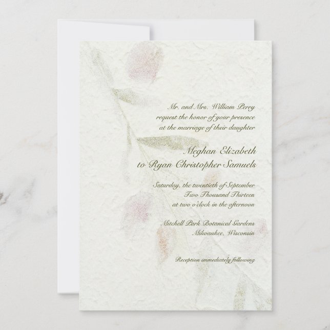 Belaubte botanische natürliche Garten-Hochzeit Einladung (Vorderseite)