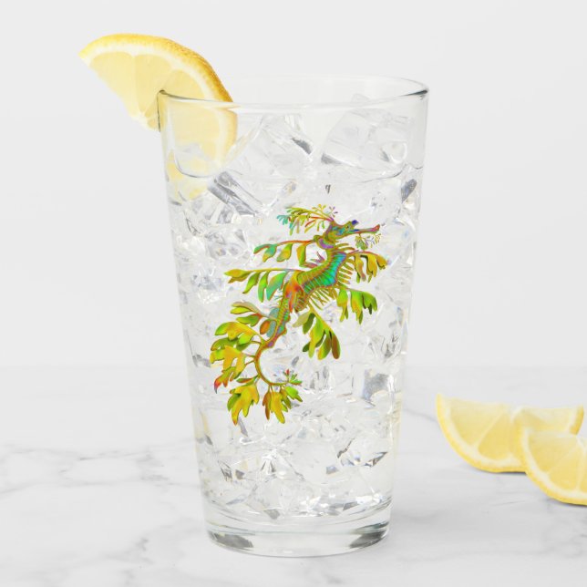 Belaubte Seedrache-Seepferd-Glas-Trommel Glas (Vorderseite Ice)