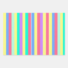 Belebende Frühlings-Pastell-Streifen Geschenkpapier Set