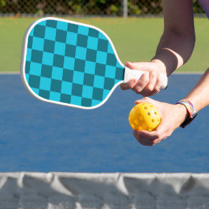 Belebendes Teal- und Türkis-Schachbrettmuster Pickleball Schläger