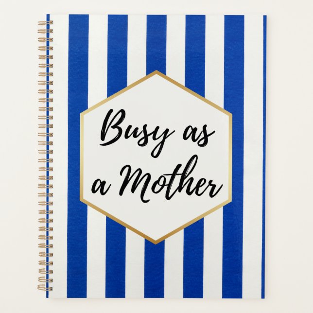 Belebt als Mutter Blau und Gold gestreift Planer (Vorderseite)