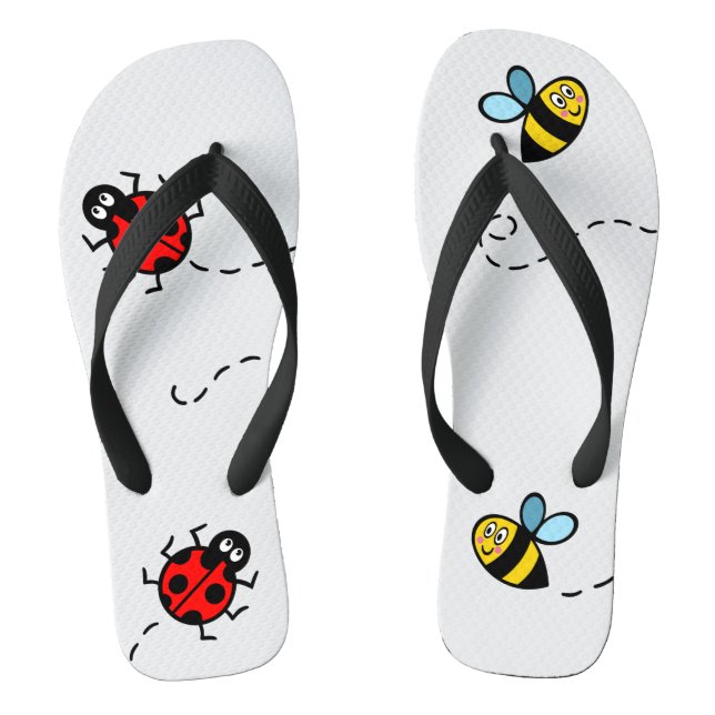Belebte Bumblebee & Ladybird-Muster Flip Flops (Fußbett)