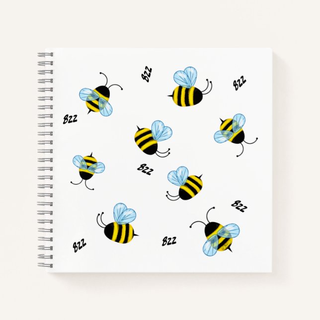Belebte Buzzing Hummeln fröhliche Gartenritter Notizbuch (Vorderseite)