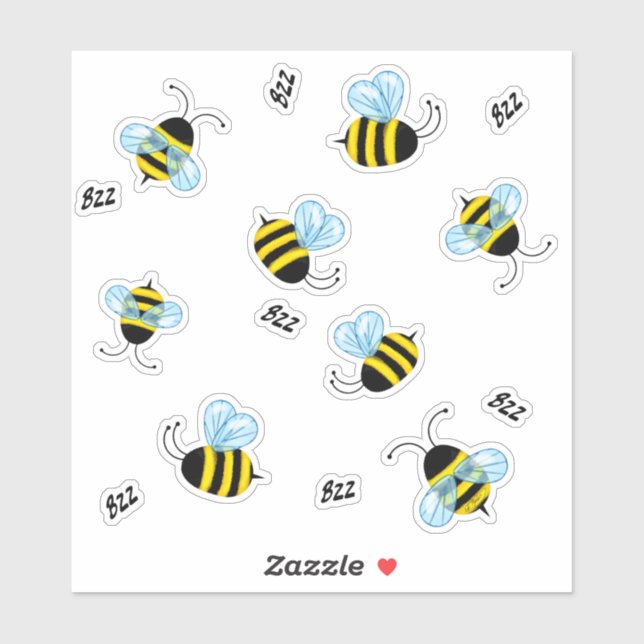 Belebte Buzzing Hummeln Honeybee Decal Stickers Aufkleber (Blatt)