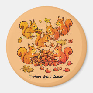 "Belebte Eichhörnchen im Herbst" Magnet