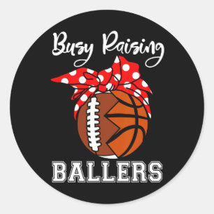 Belebte Raising Byllers Fun Footbyll Bysketbyll Ma Runder Aufkleber