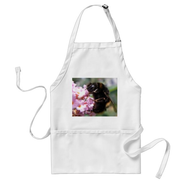 Belebte Schürze von Hummeln und rosa Blume (Vorne)