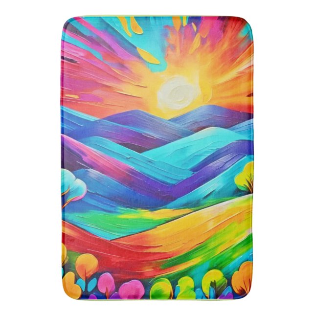 Belebte Sonnenuntergänge Kunst, Dichtung und Musik Badematte (Vorderseite Vertikal)