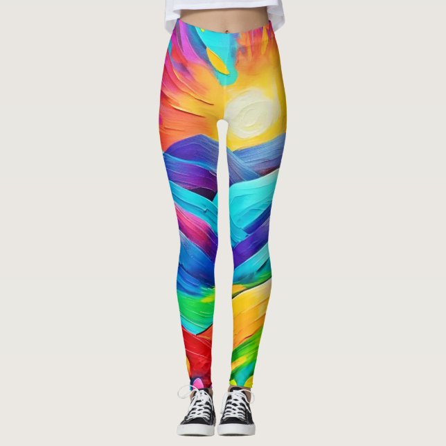 Belebte Sonnenuntergänge Kunst, Dichtung und Musik Leggings (Vorderseite)