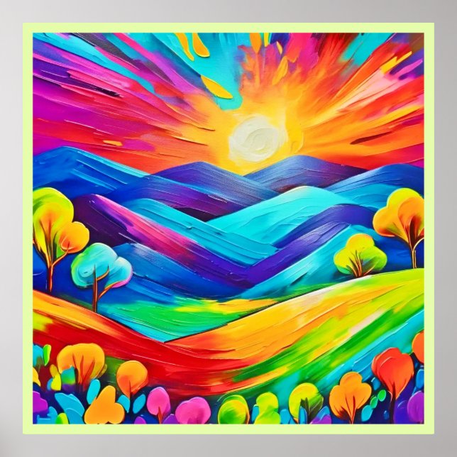 Belebte Sonnenuntergänge Kunst, Dichtung und Musik Poster (Vorne)