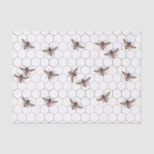 Belebtes Honigbienen-Gemustertes Gewebepapier Seidenpapier (Vorderseite)