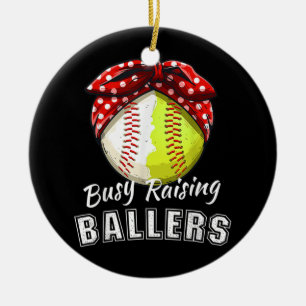Belebtes Raising Ballers Funny Softball Baseball G Keramik Ornament