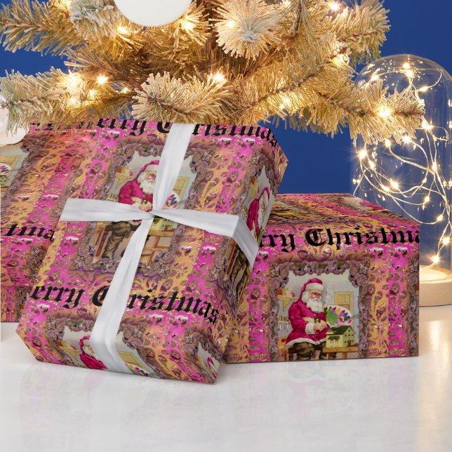 Belebtes Santa Viktorianisches Hübsch rosa Wrappin Geschenkpapier (Feiertage)