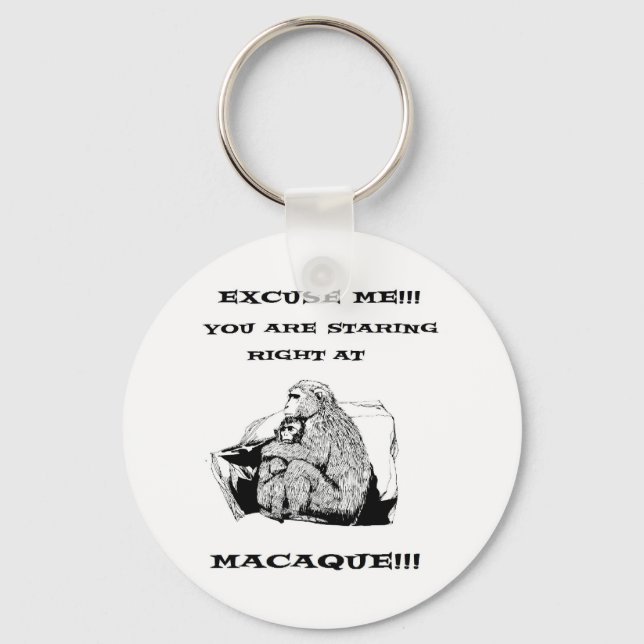 beleidigender Spaß Funny Macaque-Affe Schlüsselanhänger (Vorderseite)