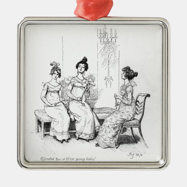Beleidigte zwei oder drei junge Damen Silbernes Ornament (Vorne)