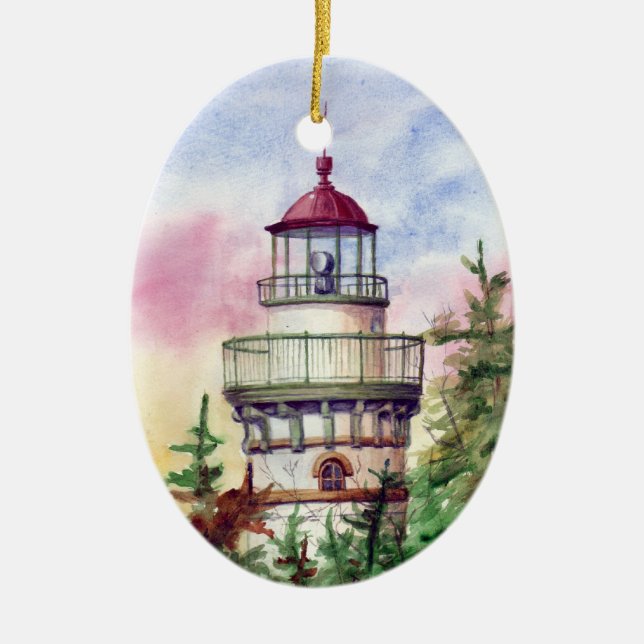 Beleuchten Sie die Weisen-Leuchtturm-Verzierung Keramikornament (Vorne)