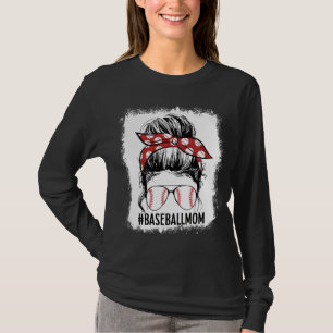 Beleuchtet Baseball Mama Messy Bun Game Day Vibes  T-Shirt