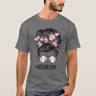 Beleuchtet Baseball Mama Messy Bun Game Day Vibes  T-Shirt