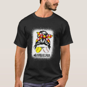 Beleuchtet Baseball Mama Messy Bun Game Day Vibes  T-Shirt