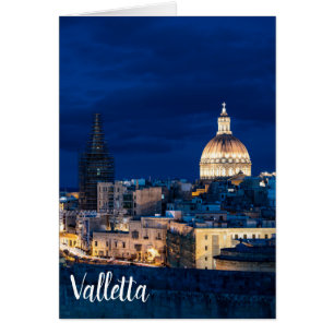 Beleuchtet in der Nacht Valletta Altstadt und Hafe