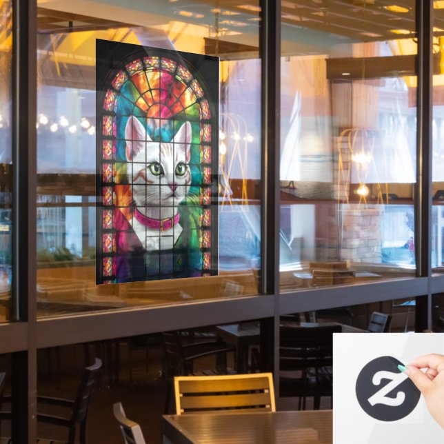 Beleuchtete Dankbarkeit: Ein festes Glasfenster Fensteraufkleber (Restaurantfenster)