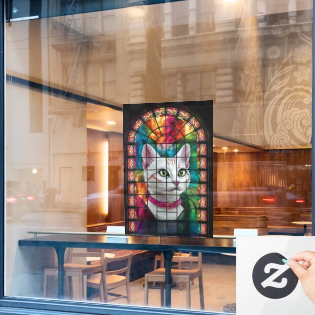 Beleuchtete Dankbarkeit: Ein festes Glasfenster Fensteraufkleber (Café-Fenster)