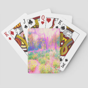 Beleuchtete rosa und korallenrote Gartenlandschaft Spielkarten
