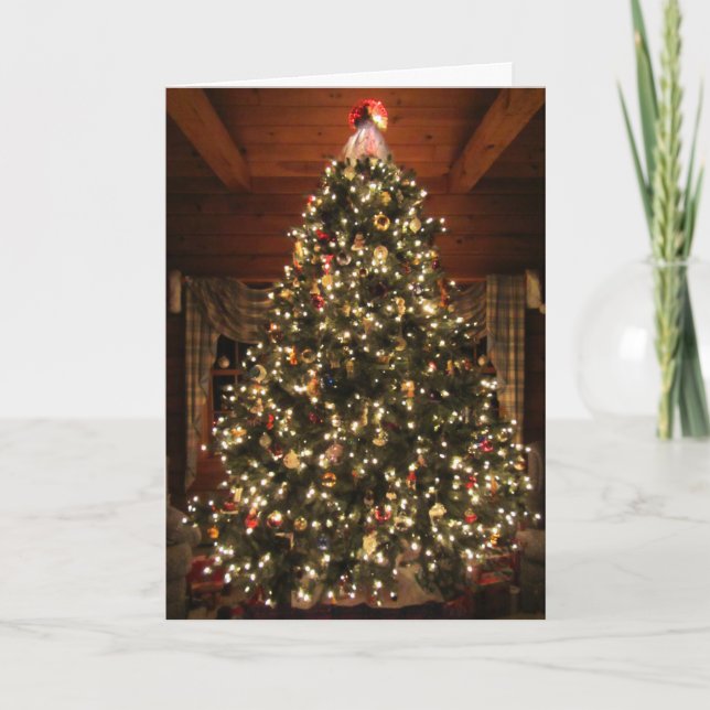 Beleuchtete Weihnachtsbaum-Karte Feiertagskarte (Vorderseite)