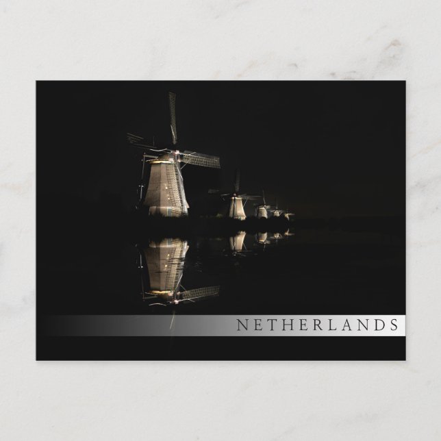 Beleuchtete Windmühlen am Bar Postkarte (Vorderseite)