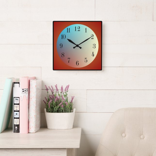 Beleuchteter Effektmond/Rot Schwarz >Wall-Uhr Quadratische Wanduhr (Lesesaal)