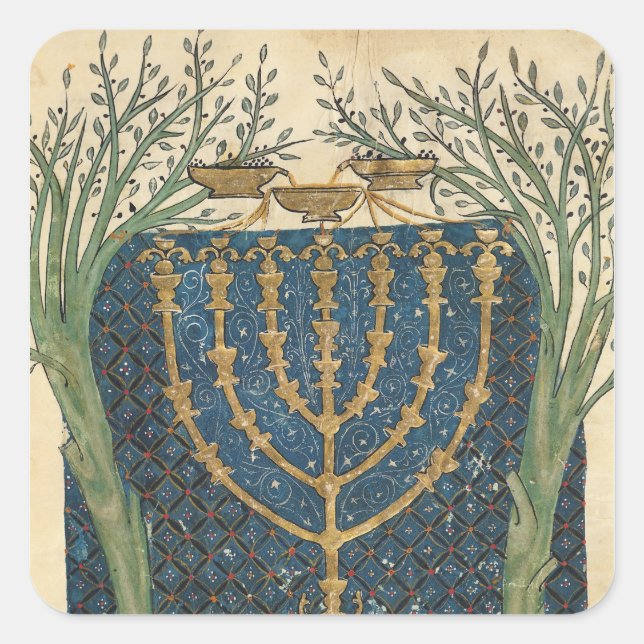 Beleuchtung einer Menorah, aus Quadratischer Aufkleber (Vorderseite)
