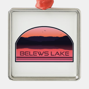Belews Lake North Carolina Roter Sonnenaufgang Ornament Aus Metall