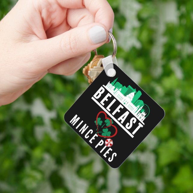 Belfast Lieben Mince Pies (Design auf Vorderseite) Schlüsselanhänger (Hand)