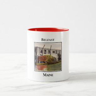 Belfast Maine, Harbour Fishing Scene Zweifarbige Tasse