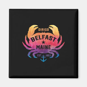 Belfast Maine Souvenir Dirigo Krabbe Bunt Regenbog Magnet