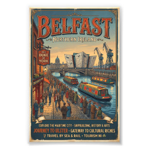 Belfast Nordirland Retro-Reiseposter Fotodruck