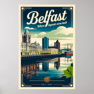 Belfast Nordirland Retro-Reiseposter-Kunst Poster