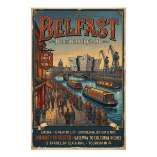 Belfast Nordirland Retro-Reiseposter Poster