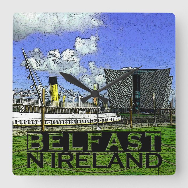 Belfast Quadratische Wanduhr (Vorderseite)