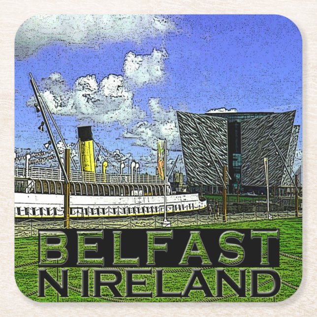 Belfast Rechteckiger Pappuntersetzer (Vorderseite)