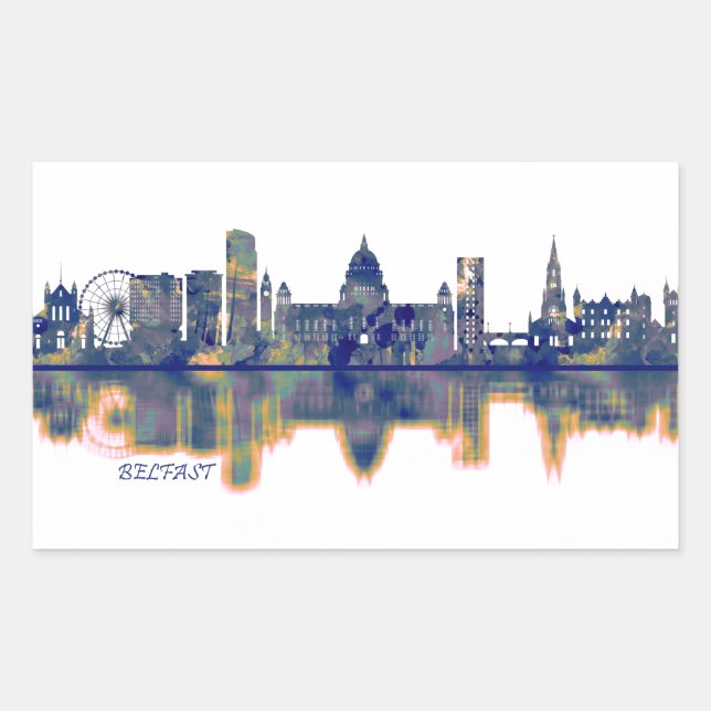 Belfast Skyline Rechteckiger Aufkleber (Vorderseite)