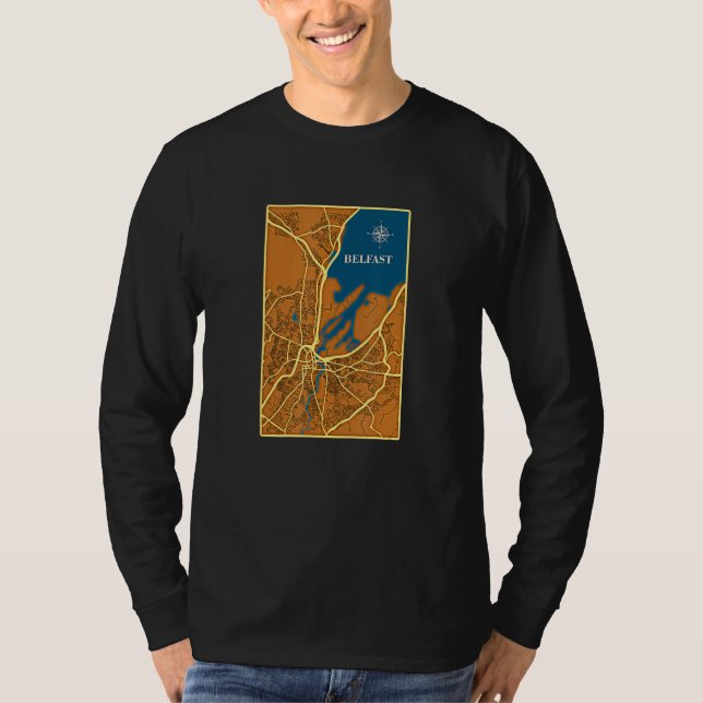 Belfast street map with compass T-Shirt (Vorderseite)