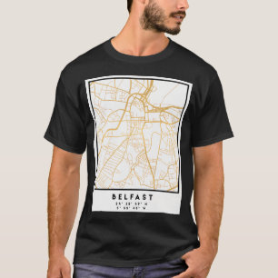 Belfast United City Street Map Art T-Shirt