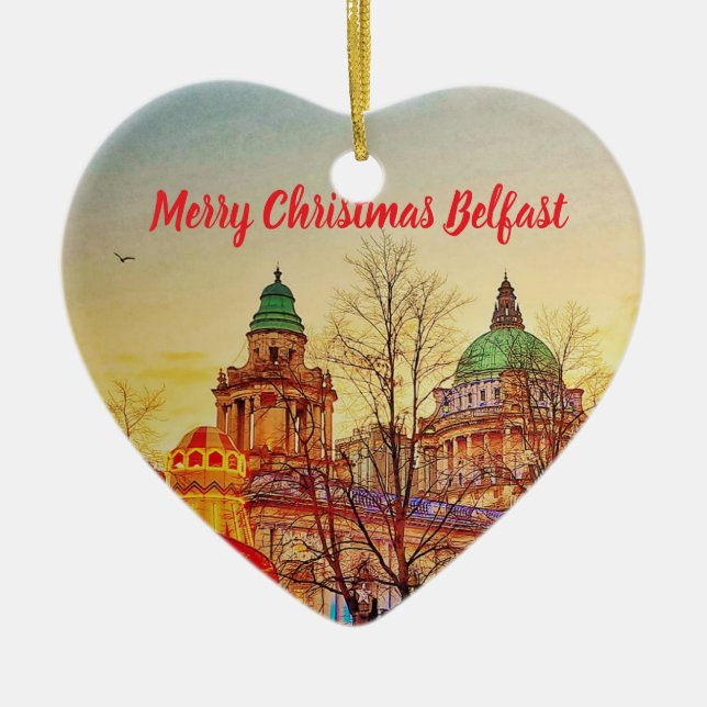 Belfast Weihnachtsdekoration Keramik Ornament (Vorne)