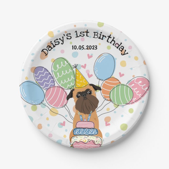Belge Brussels Griffon Dog Birthday Party Pappteller (Vorderseite)